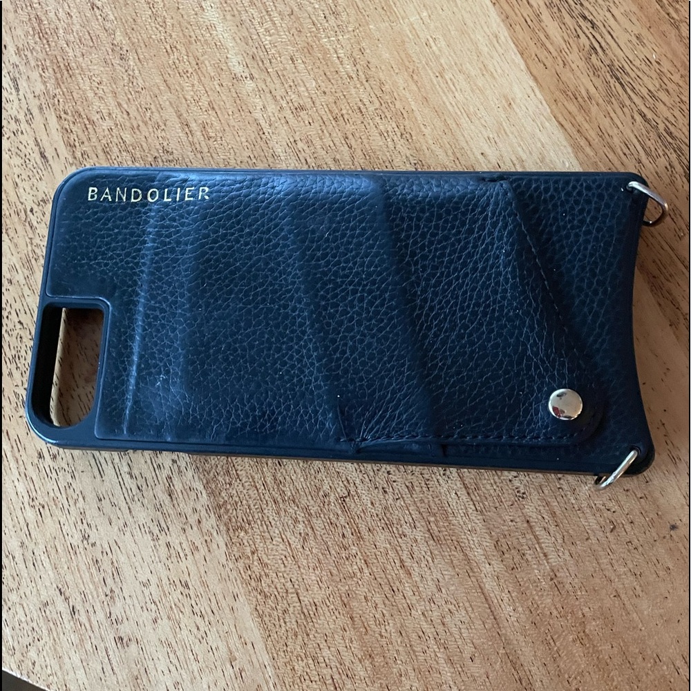 Bandolier iPhone 7plus crossbody phone case and card holder. Inc. strap. Gold